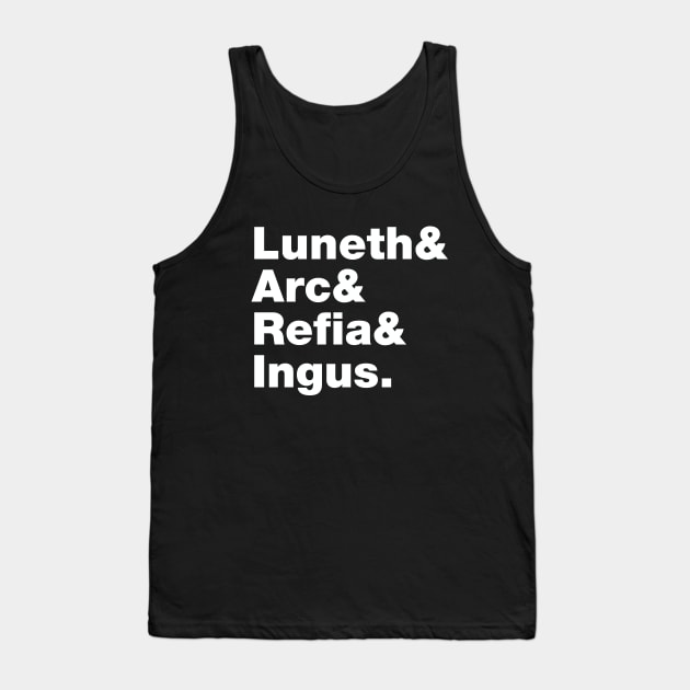 Final Fantasy 3 Characters (White Text) Tank Top by inotyler